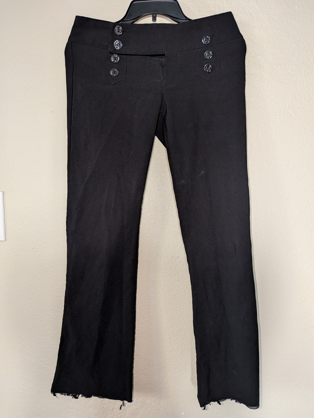 Women's Black Dress Pants with Decorative Button Waist